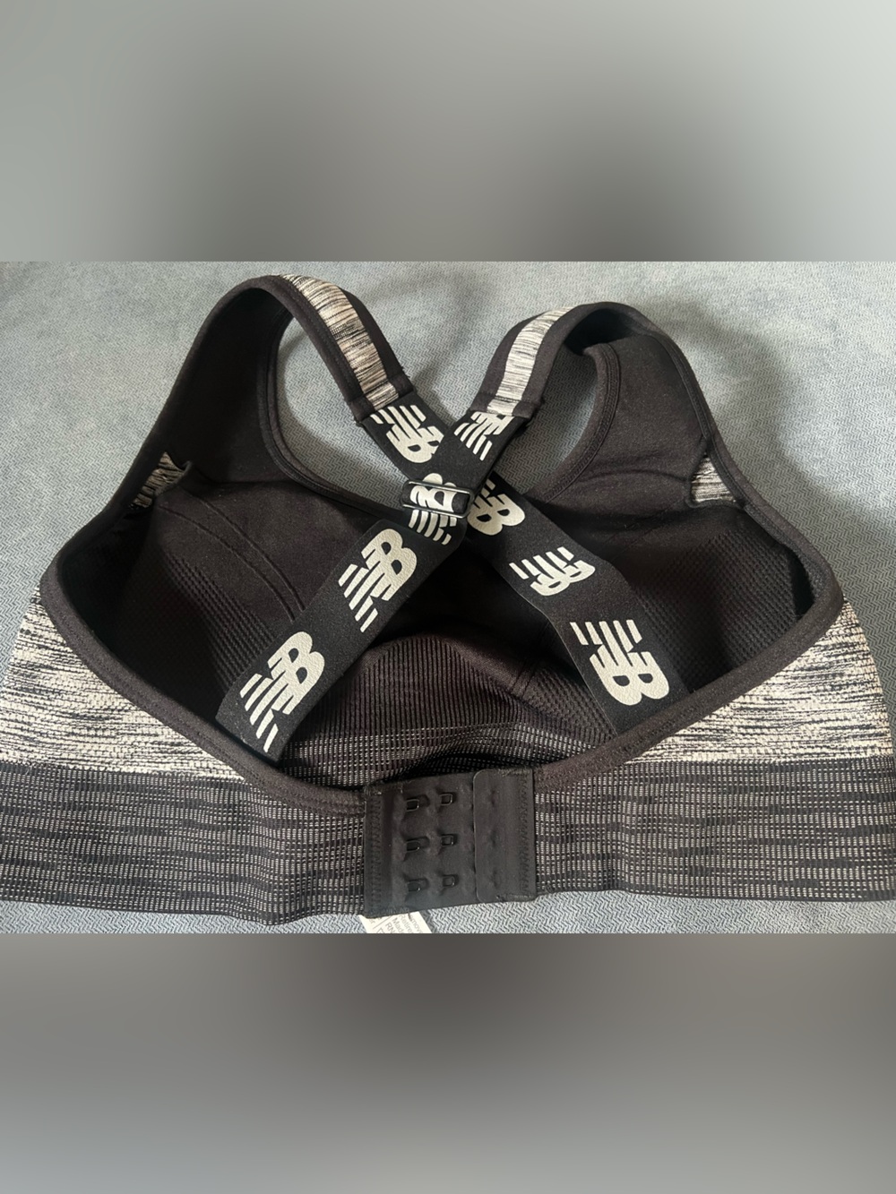 New Balance Black & Gray Strapped Sports Bra - Picture 2 of 3